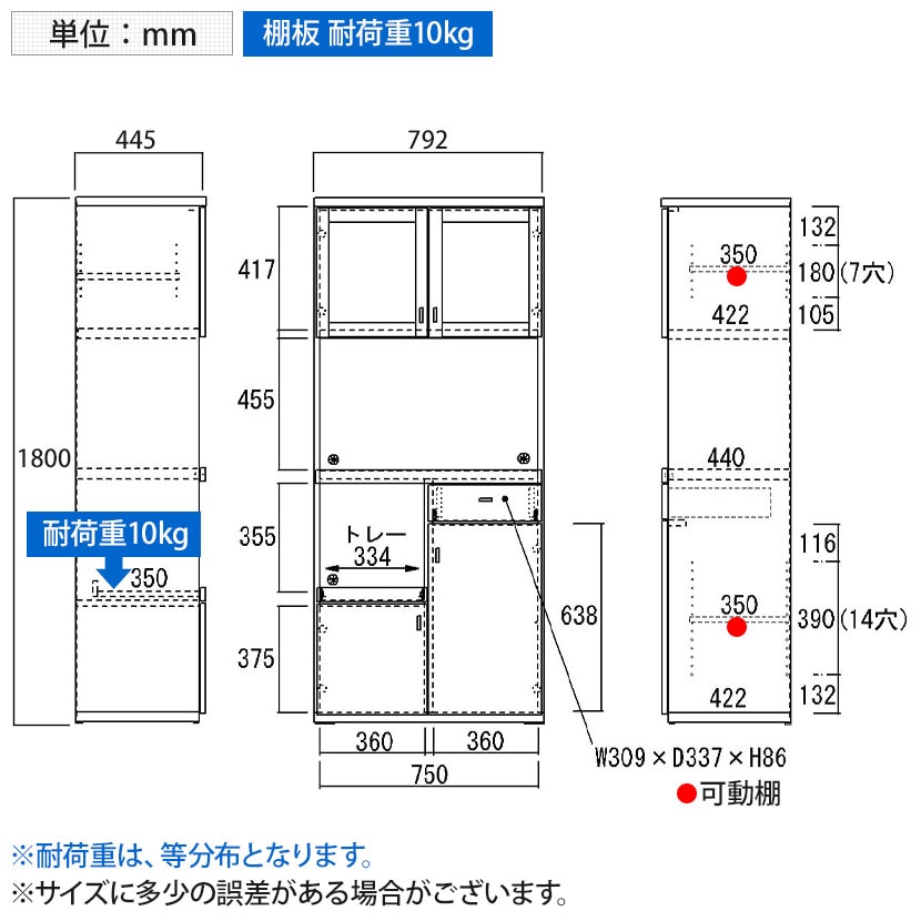 送料無料】 フナモコ レンジボード スマートキッチン 幅792×奥行445×高