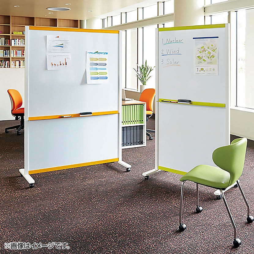 (送料別途)(直送品)プラス 706-626 ホワイトボード・パーテーション型 キャスター脚タイプ VSC-1215NK-OR