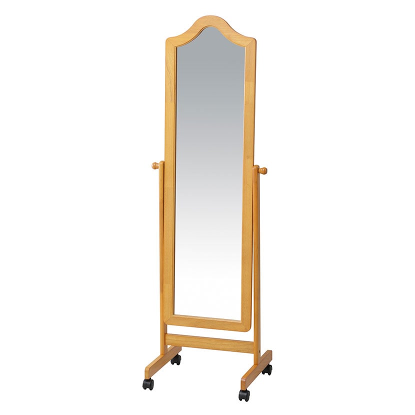 送料無料】 木製スタンドミラー 姿見 鏡 全身鏡 飛散防止ガラス使用