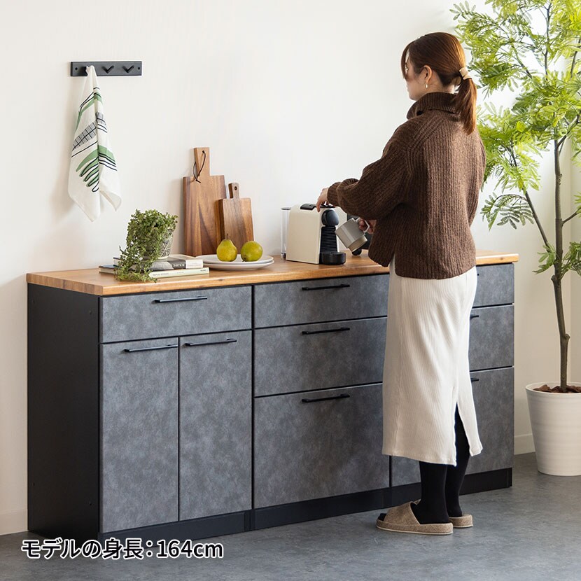 送料無料】 キッチンカウンター メラミン天板 引き出し キッチン収納