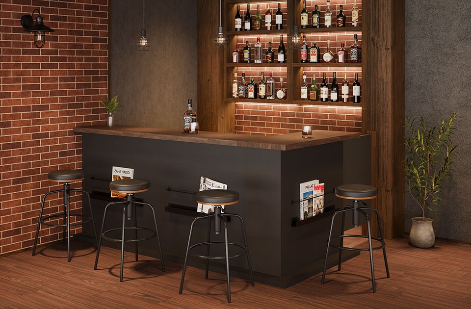 【凛】バーカウンター横150センチ　多少キズあり　収納がたっぷり 凛】バーカウンター横150センチ 多少キズあり 収納がたっぷり 凛