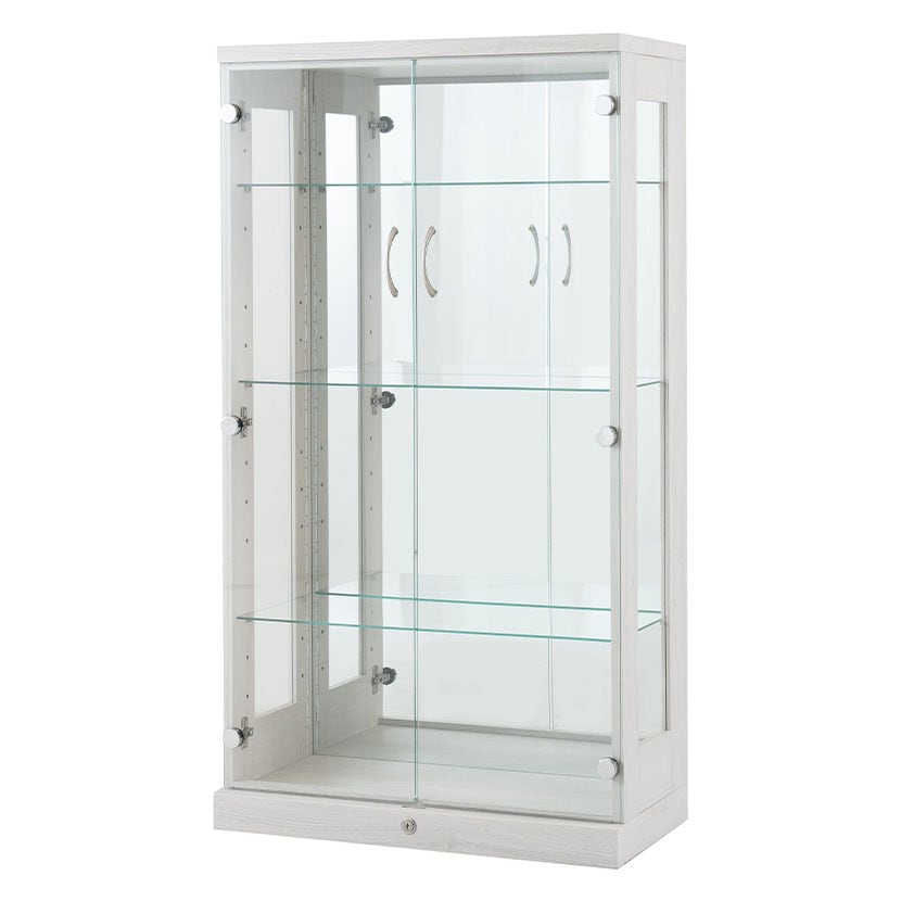 送料無料】 ロータイプ コレクションケース ガラス LED 照明付き 背面