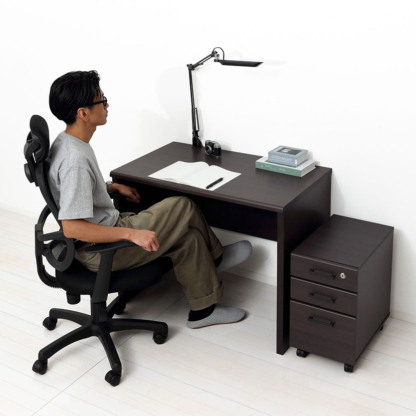 送料無料】 マーサデスク + 鍵付き ワゴン 3段 オフィスデスク ワーク