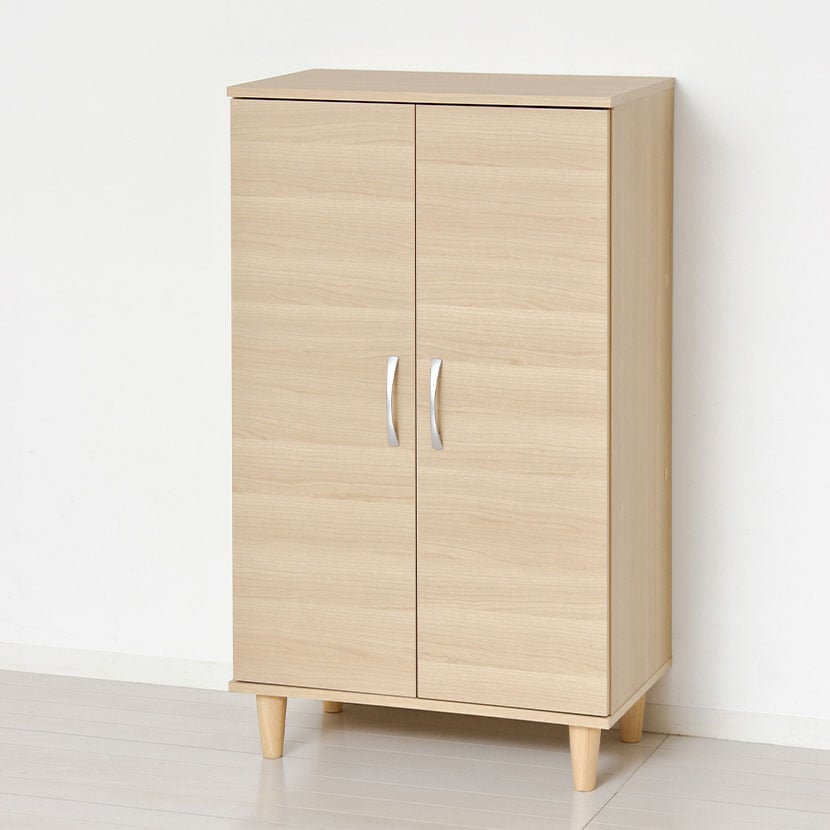 送料無料】 Newツードアシューズボックス 両開き扉 6段 棚 靴箱 脚付き