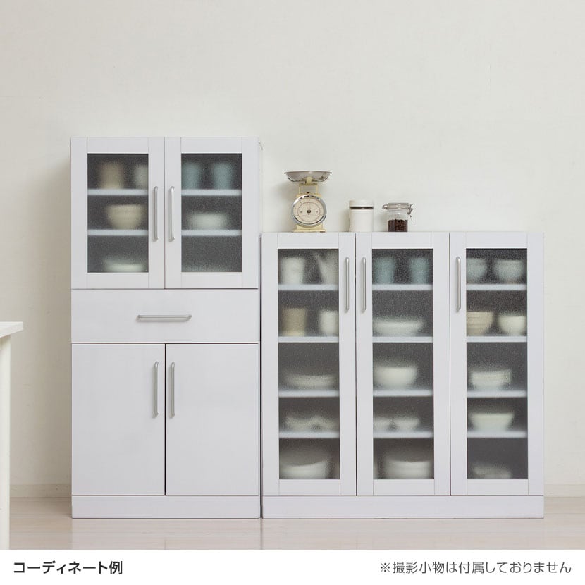 送料無料】 ヌーヴォー 食器棚 キッチン収納 キャビネット すりガラス