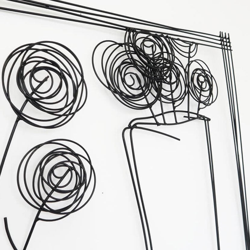 送料無料】 ウォールアート 壁飾り デザイン アイアン 花瓶 花 モダン