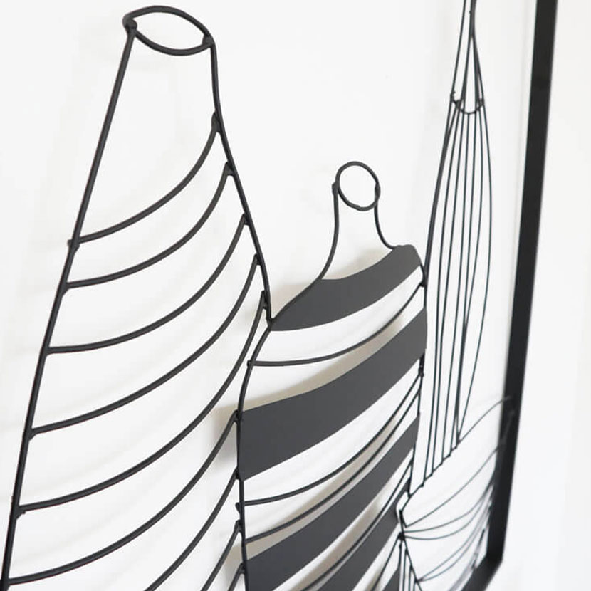 ウォールアートパネル 壁掛け 壁飾り 花瓶 ブラックでモダンなアイアン