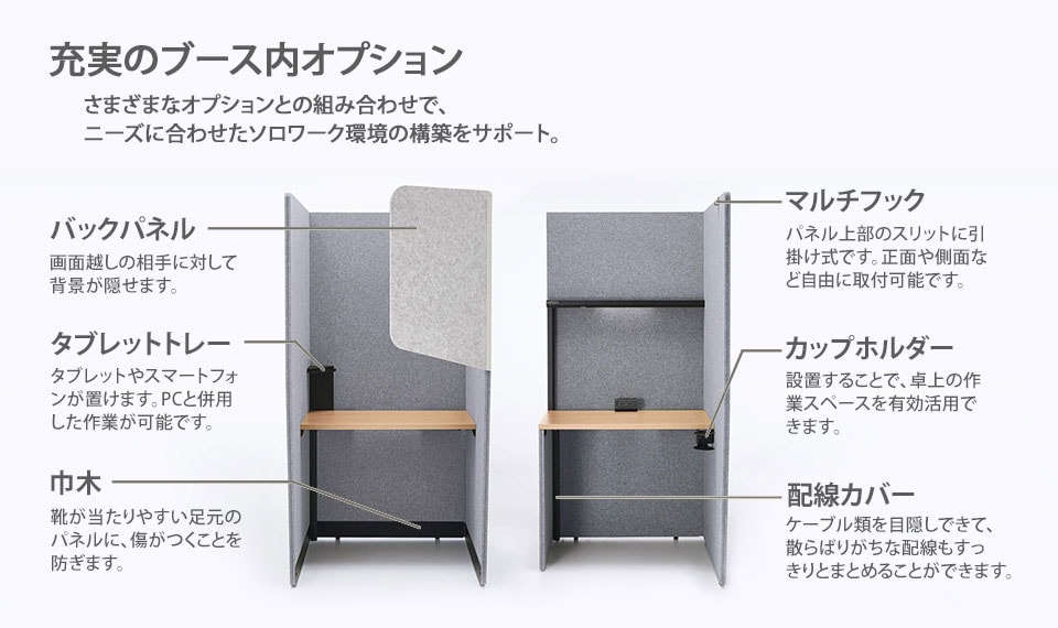 充実のブース内オプション