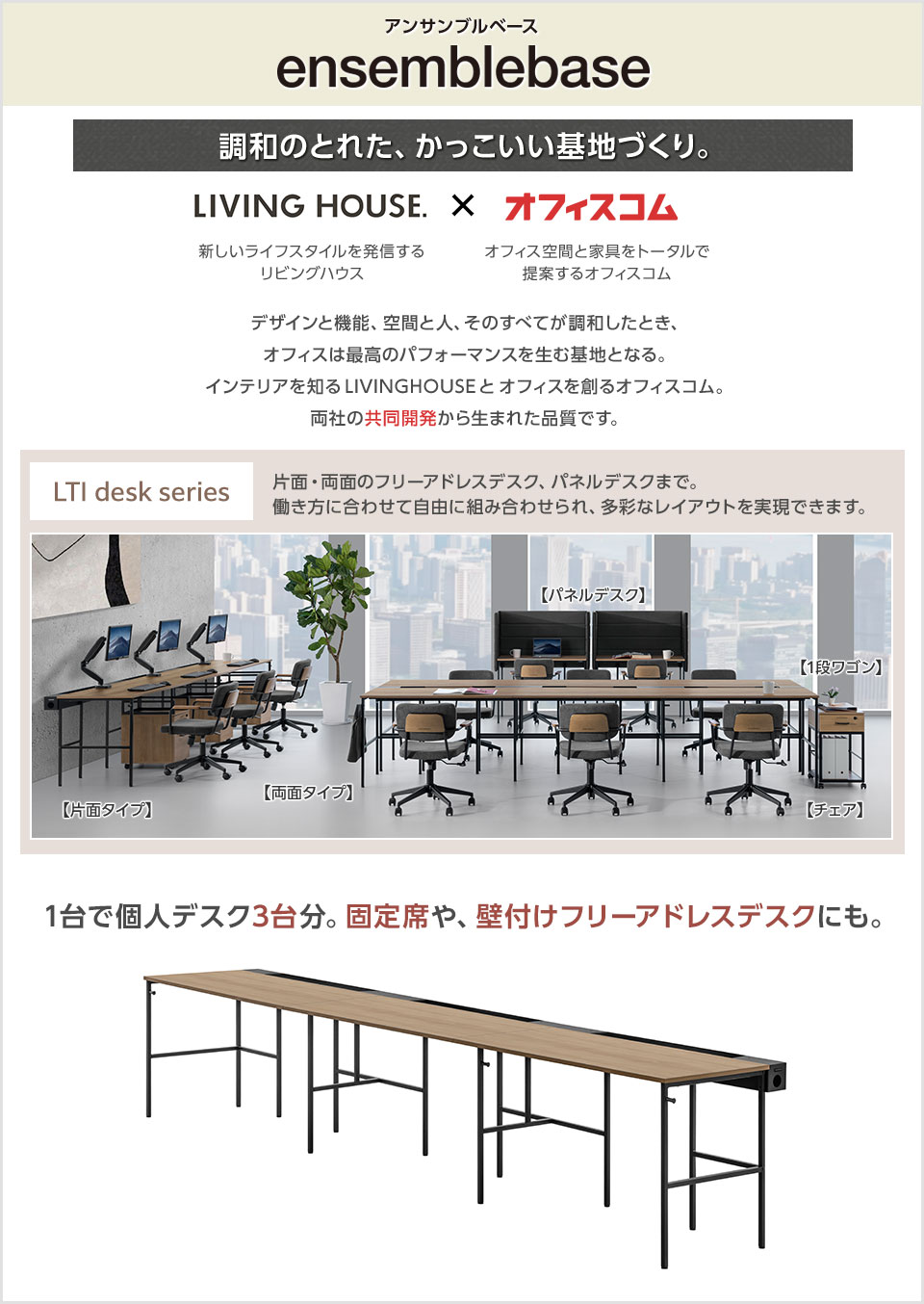 横に増設して自由なレイアウトを実現できる片面タイプ