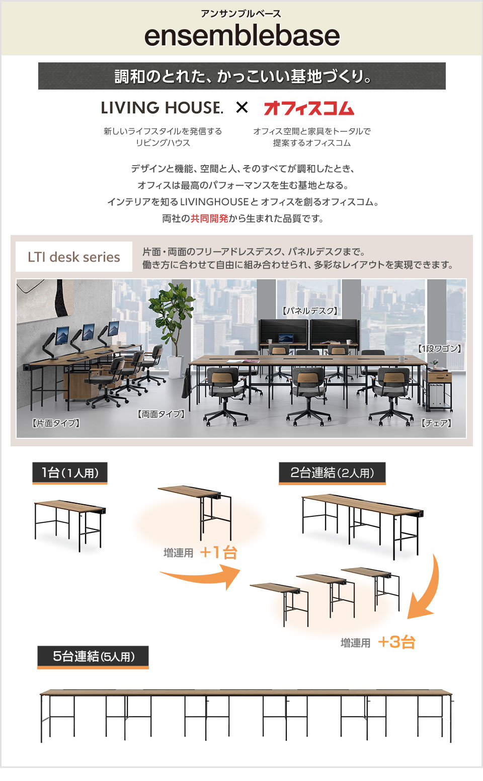 人数に合わせてフレキシブルに連結可能! スペースを理想の規模に拡張