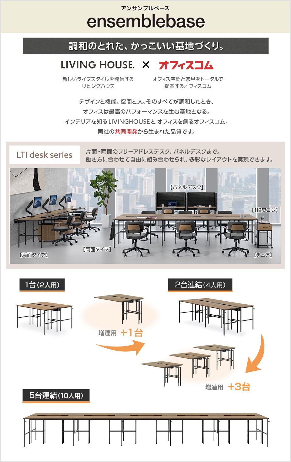 人数に合わせてフレキシブルに連結可能! スペースを理想の規模に拡張