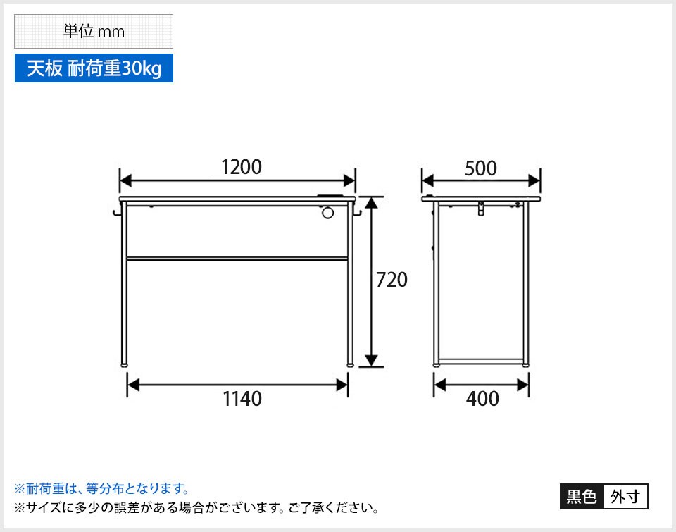 パソコンデスク オフィスデスク 幅1200×奥行500×高さ720mmの通販 | オフィスコム コンセント付きデスク 配線穴付き 鞄掛け(フック)付き 限定品通販