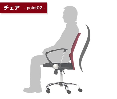 背中の流れにフィットする背もたれ