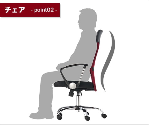 背中の流れにフィットする背もたれ