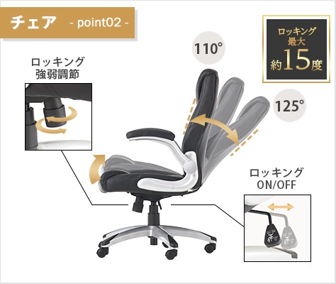 背座一体型ロッキングでリラックス