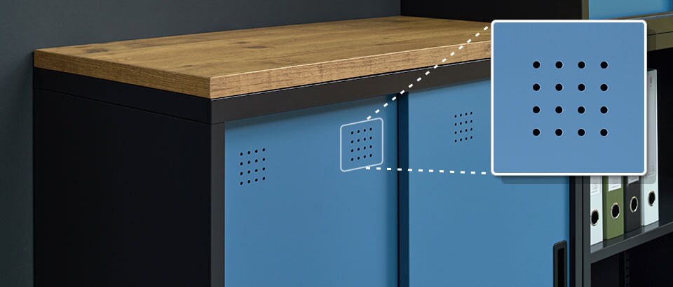 デザインのワンポイントとして際立つエアポケット(通気口)