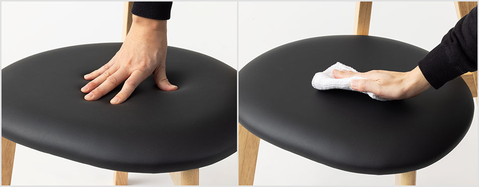 適度なクッション感&お手入れ簡単なPUレザー