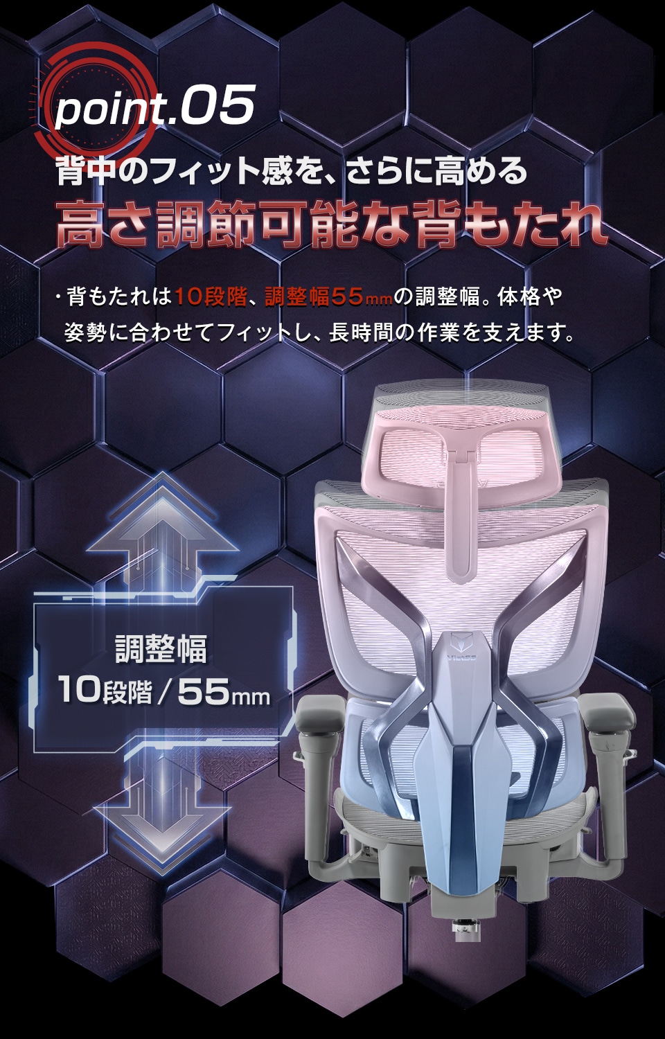 高さ調節可能な背もたれ