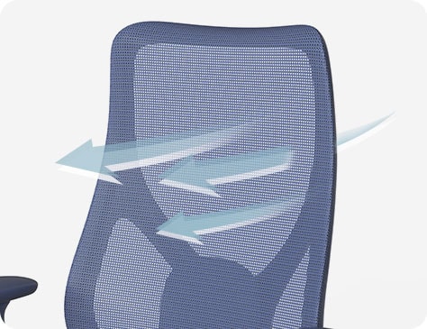 蒸れにくく快適な背もたれメッシュ