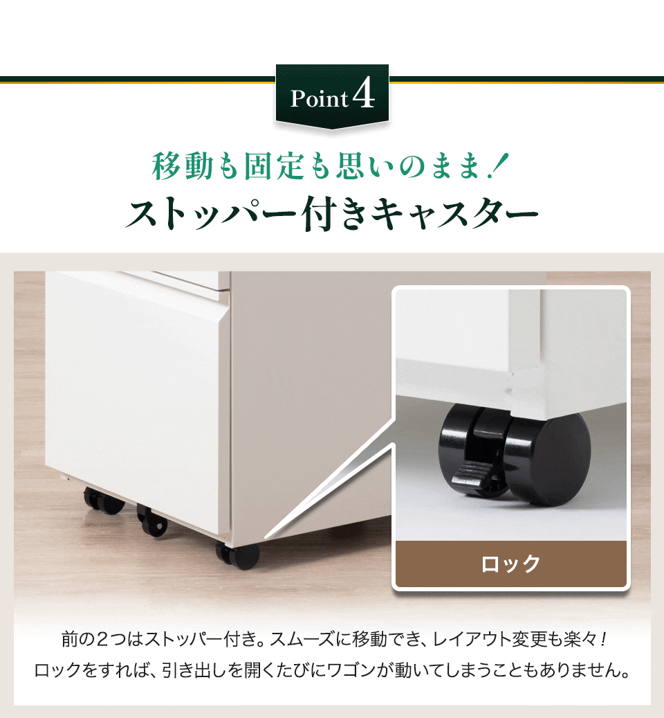 ストッパー付きキャスター
