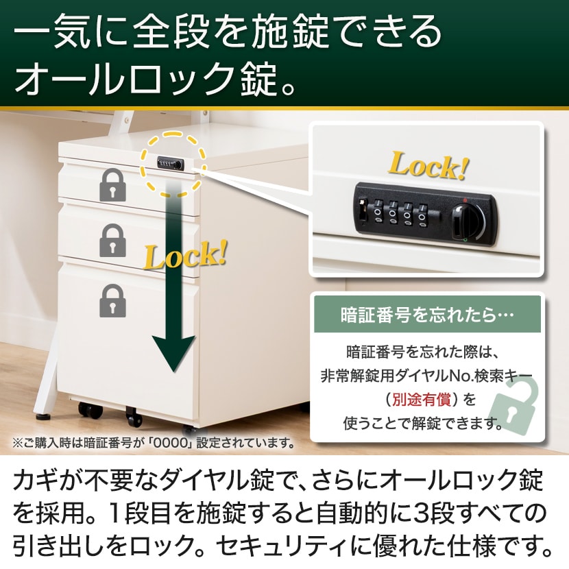 3段キャビネット　ワゴン　スチール製　事務用　デスクワゴン　ホワイト　鍵付き　241218-02 楽天市場】デスクワゴン 3段 鍵付き フルオープン 完成品 幅40.5 奥行