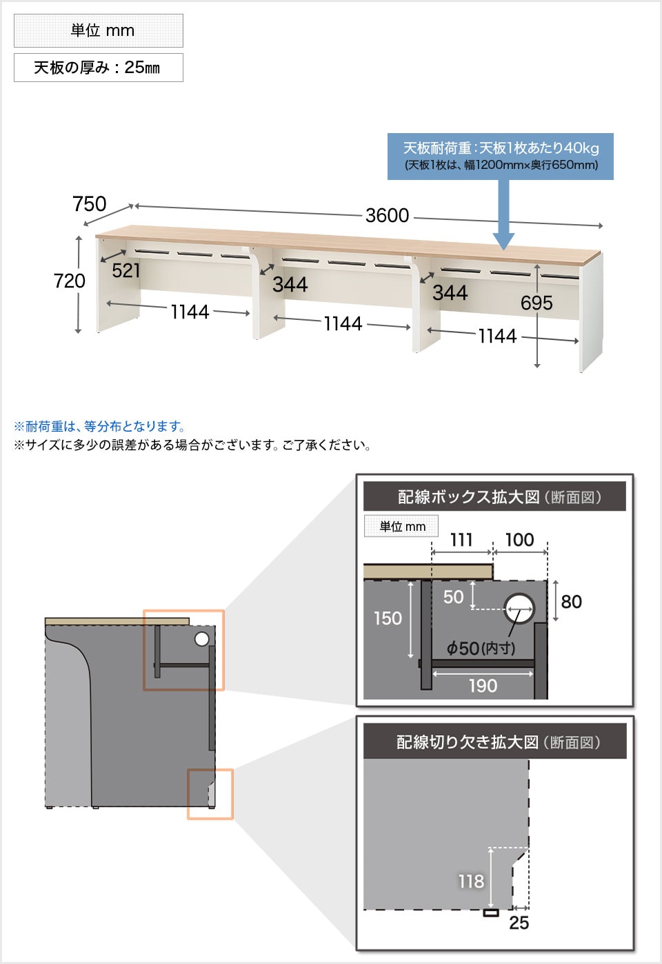 OC-FLC3675H 商品サイズ1
