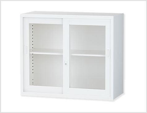 中身が見えるガラス引戸書庫