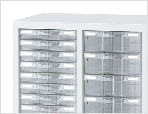 透明プラスチックの引出し