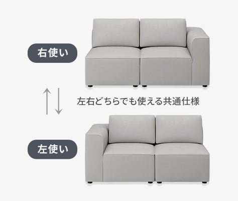 左右対応のコーナーソファで多彩なレイアウト