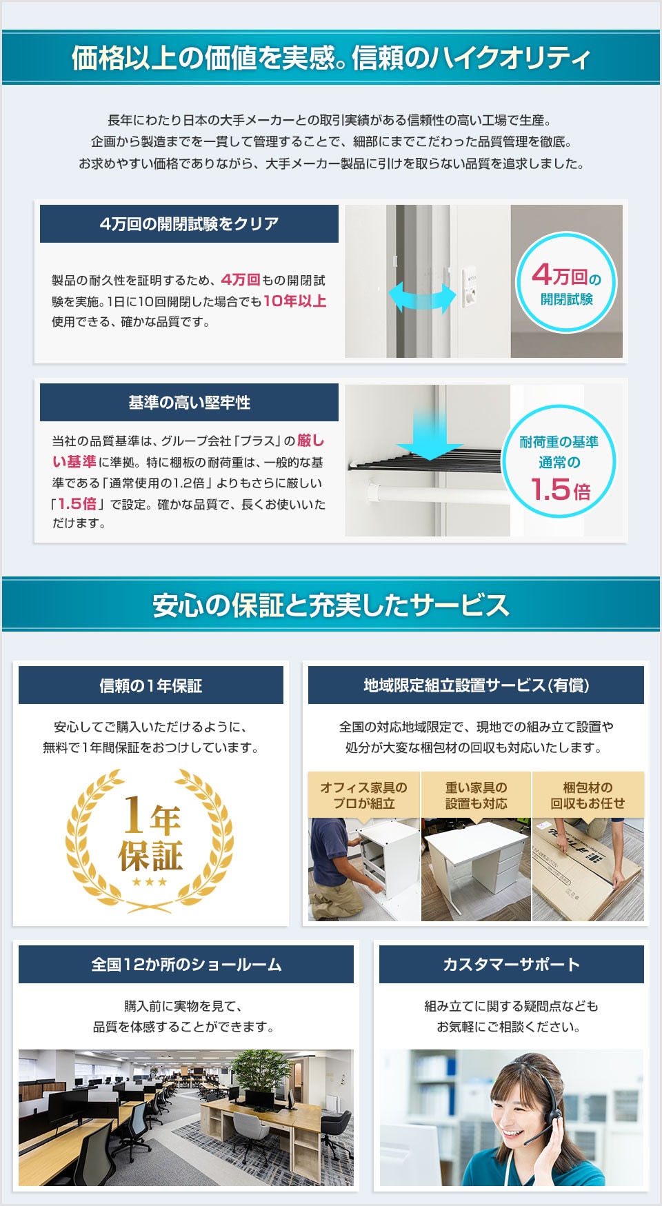 確かな品質と、安心のサポート体制