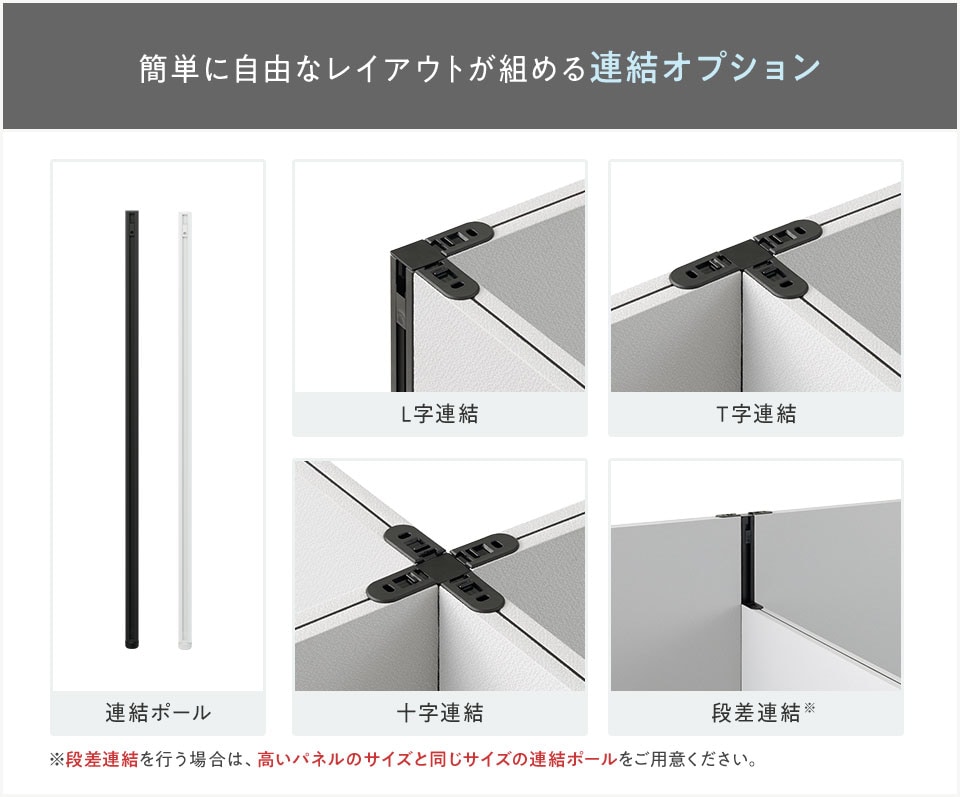 多様な連結パターンを組み合わせて、オフィスを自由にレイアウト