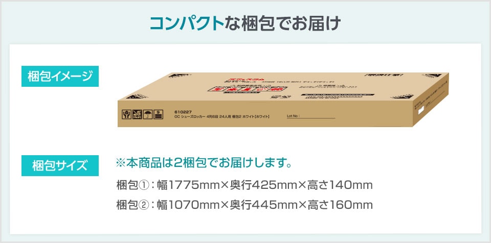 搬入や保管もしやすいコンパクト梱包