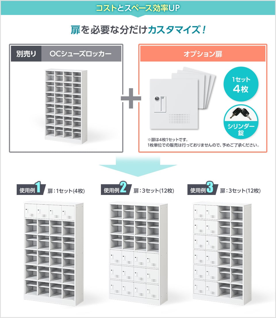 オープンタイプのロッカーに扉をプラスしてハイブリット収納を実現