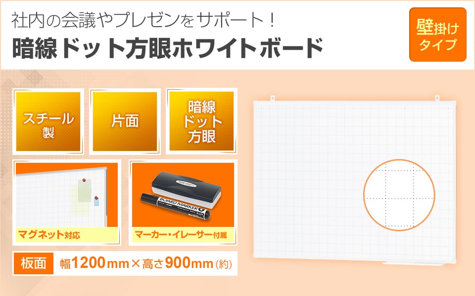 図表や文字が曲がらず、キレイに書ける!暗線ドット方眼ホワイトボード