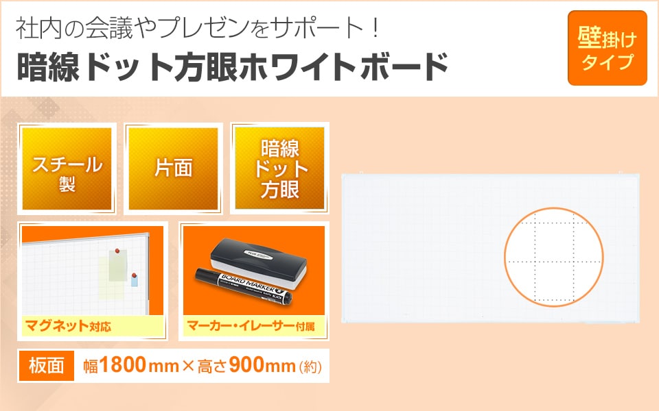 図表や文字が曲がらず、キレイに書ける!暗線ドット方眼ホワイトボード
