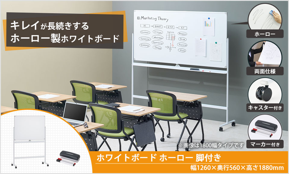 表裏に書ける両面仕様。丈夫で長持ちなホーロー製ホワイトボード