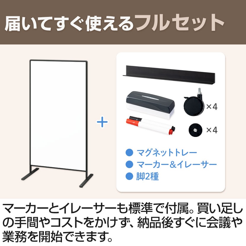 送料無料】 ホワイトボードパーテーション 両面無地 幅930×奥行570×高