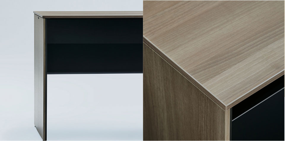 3K25HE 木目パネル脚(プライズウッド) メラミン天板 幅1200×奥行700×高さ720mm (オカムラ)の通販 | オフィスコム | ソリスト Soliste スタンダードタイプ(高さ720) 台形天板(左タイプ) 即納超歓迎