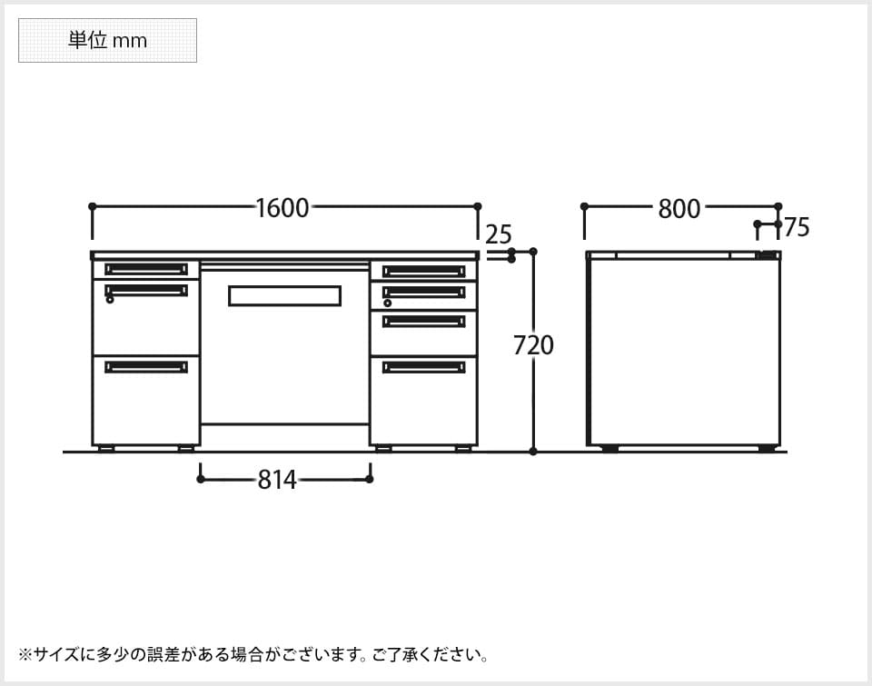 3V0PBF 標準タイプ 左3段袖+右4段袖 中央引出し付き(A3対応)幅1600×奥行800×高さ720mm (オカムラ)の通販 | オフィスコム | アドバンス ADVANCE 両袖机 正規店格安