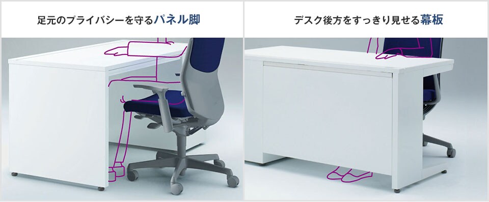 ワーカー視点の多彩なデスク機能をシンプルなフォルムに凝縮