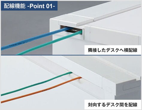 デスク間の配線もスムーズ