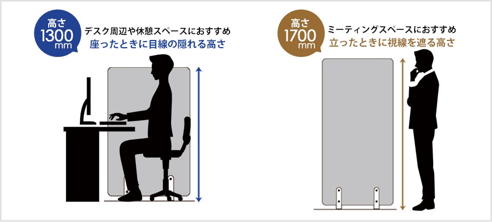 選べる高さ1300mmと1700mm