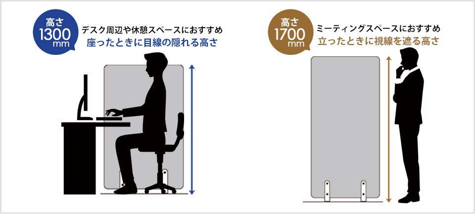 選べる高さ1300mmと1700mm