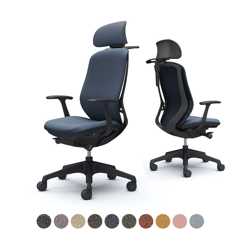 オカムラ シルフィー オフィスチェア エクストラハイバック 可動ヘッドレスト 固定肘 背クッション ブラックボディ 樹脂脚 ハンガー付き ウレタンキャスター インターロック sylphy C64HZR