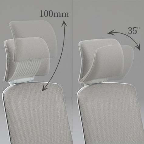 高さと角度が調節できるヘッドレスト