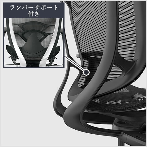 フィット性を高めた背フレーム