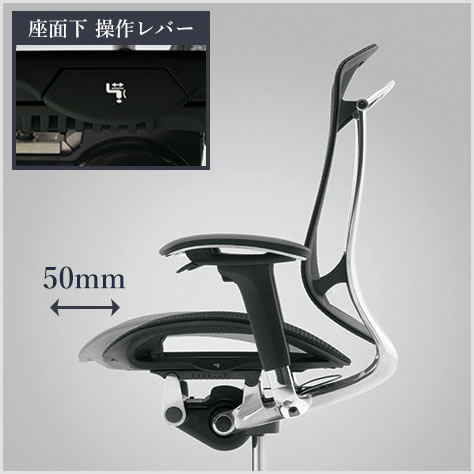 座面前後の調節