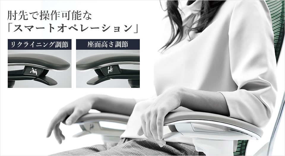 肘先でのシンプルな操作性を実現したスマートオペレーション