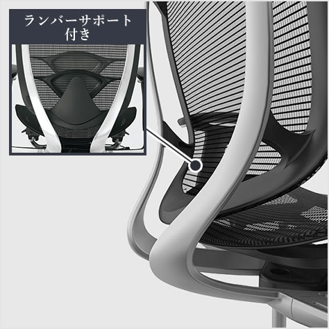 フィット性を高めた背フレーム