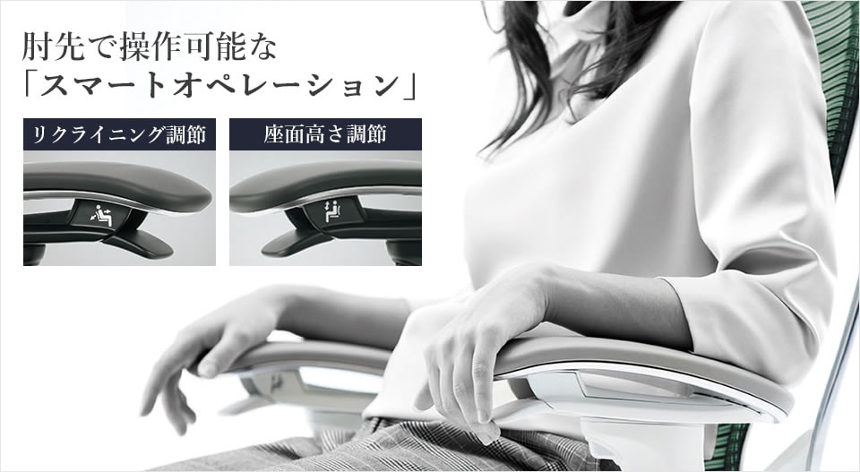 肘先でのシンプルな操作性を実現したスマートオペレーション